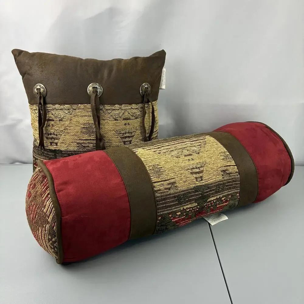 HiEnd Accents Set of Two Decorative Pillows with Southwestern Cowboy Pattern